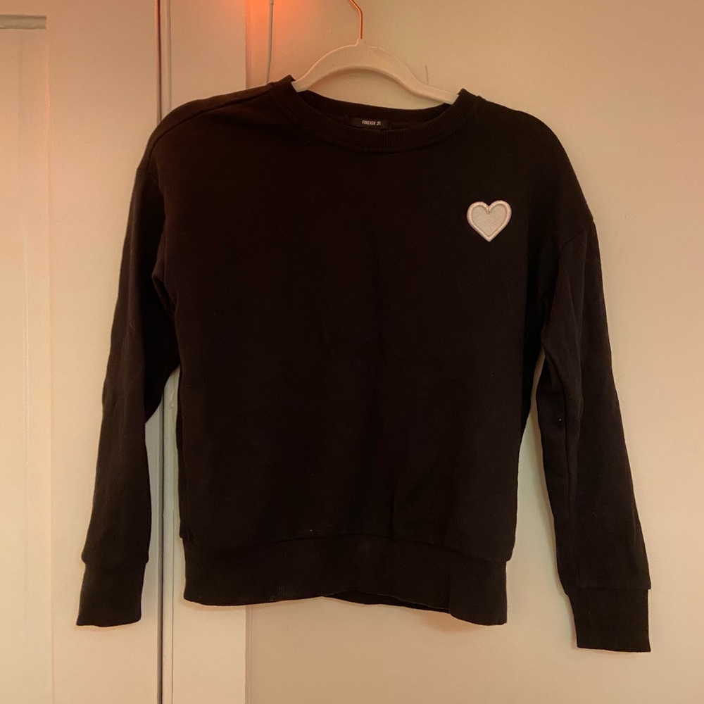 Cropped crew neck sweater
